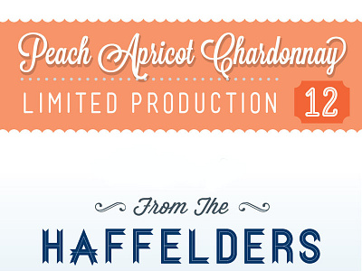 Peach Apricot Chardonnay apricot chardonnay display gift label open peach script type typography wine