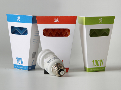 Lightbulb Packaging blue design electric green lightbulb packaging pattern red