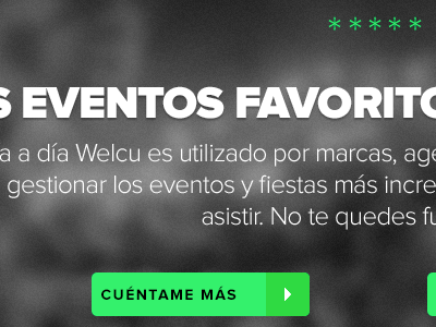 Welcu landing page black and white events fluor green landing page proxima nova stars welcu