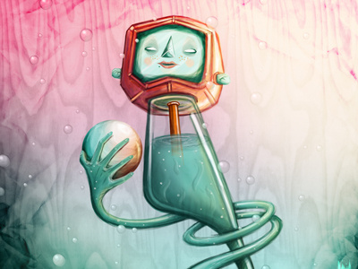 Plancton ball bubble digital girl plancton sea water