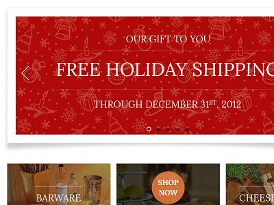 Holiday Banner feature free shipping holiday red shadows slider