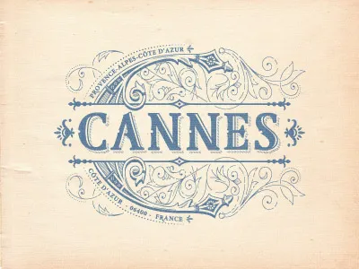 Cannes cannes design flourish french graphic jcdesevre logo logo design logo designer poster retro typography vector