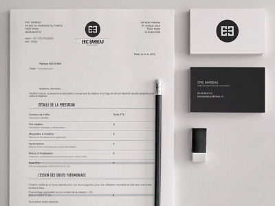 Eric BARBEAU - Stationery branding grid identity logo logotype minimal print simple stationery