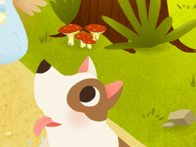 Woof dog forest illustration mushrooms