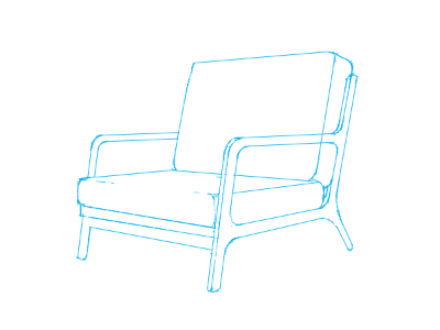 A chair. illustration marc aspinall sketch the tree house press tthp