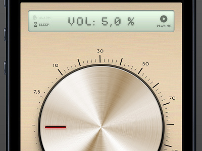 Bed Radio App, top part dial display knob metal volume