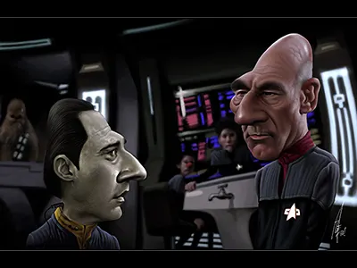 First Contact - Star Trek caricature caricatures celebrities celebrity cinema data enterprise illustration movie next generation picard portrait roddenberry sci fi spock star star trek television trek tv