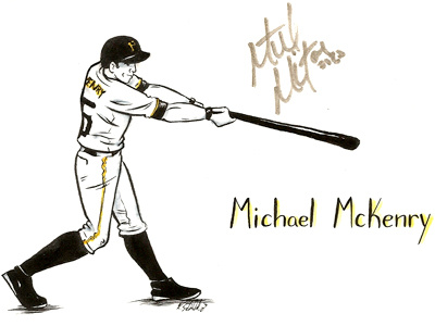 Michael McKenry baseball drawing handdrawn ink pirates pittsburgh pirates