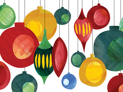 Ornaments2 christmas digital illustration holiday ornaments watercolor