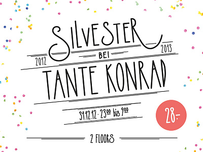 Silvester bei Tante Konrad flyer typography