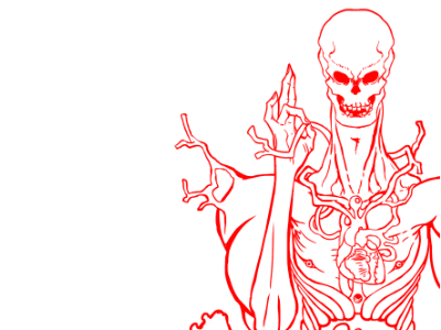Skeleton demon demon digital lineart red skeleton