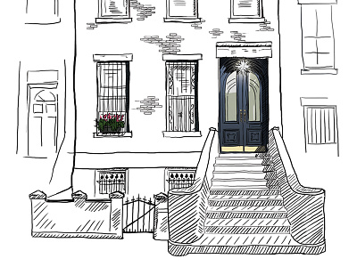 Brownstone Outline - phase 2 brooklyn brownstone burough cobble hill design drawing hood illustration nyc outline poster sketch street urban