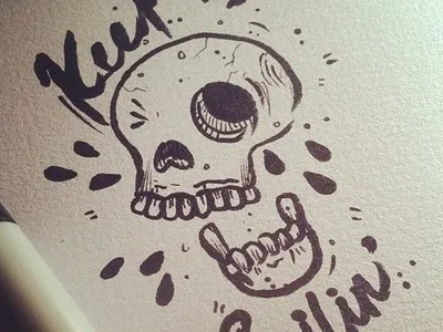 Keep Smilin' copic design illustration illustrator ink skull tattoo typography