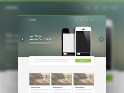 homepage design apps clean creative design device full screen green grey iphone iphone5 minimal mobile portfolio template theme theme design website