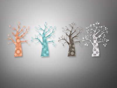 Estmi Tree deco illustration print design vintage