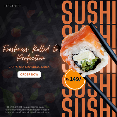 SUSHI SOCIAL MEDIA BRANDING POST brandingpost canva canvadesign canvainspiration graphic design landingpage socialmedia sushidesign sushipost ui uiux