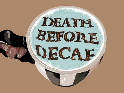 Death before decaf beetlejuice cafe coffee decaf design graphic design illustration stripes vector