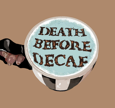 Death before decaf beetlejuice cafe coffee decaf design graphic design illustration stripes vector