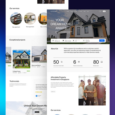 Real Estate Homepage landingpage real estate ui website design