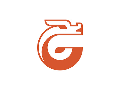 Modern G Dragon Logo alphabet ancient asian dragon fire g head heraldic heraldry initial letter logo logodesigner mark minimilist monogram orange premade logo premade logos tatto