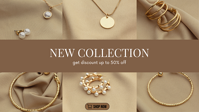 "Elegant Gold and Pearl Jewelry Collection | New Arrivals" branding collection design flyer flyer design gold graphic design jewelry poster poster design