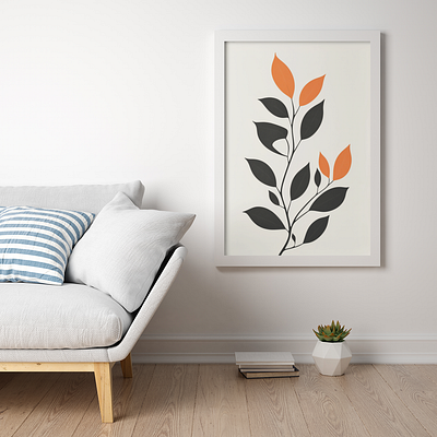 Minimalist wall-art painting of an orange and black plant modern wall art decor design modern wall art illustration modern wall art poster design wall art decor wall art decor for bedroom wall art decor for living room wall art decor poster wall art painting wall art poster wall art poster for bedroom