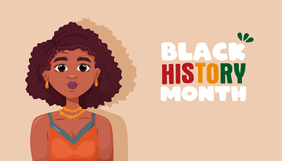 Black hystory month african woman black girl black people curly hair graphic design illustration plump lips postcard