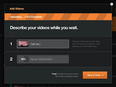 Switchcam Uploading Modal modal switchcam ui upload video web web app