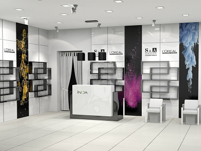 S&A Group beauty salon interior design and visualization 3d 3ds max beauty salon design beauty salon retail inoa loreal reception sa group visualization