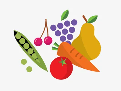 warzywa owoce bean carrot cherries cherry fruits grapes leafs pean pear simplicity tomatoe vector vectors vegetables