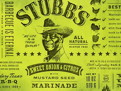 Stubbs BBQ label barbecue barbeque barbq bbq food marinade packaging sauce stubbs texture typography xerox