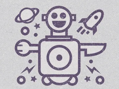 Weird cosmic robot fireworks icon robot