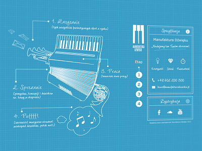 Manufaktura Dzwięku blue blueprint construction design engine grid instrument layout minimal music plan scheme sound technical technology ui web