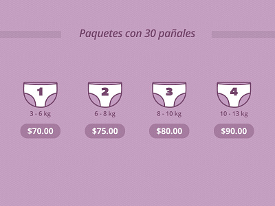 Paquetes con 30 pañales diapers icons price