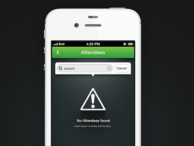 No Attendees Found app exclamation mark ios no found search skeuomorphism