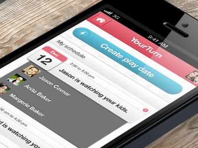 YourTurn app blue button calendar iphone iphone 5 mobile mobile app pink ui ux