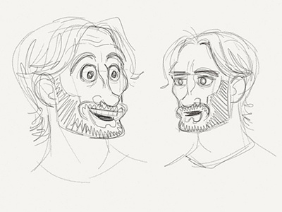 Bearded Character beard character design fake pencil guy illustration ipad man paper app rough sketch