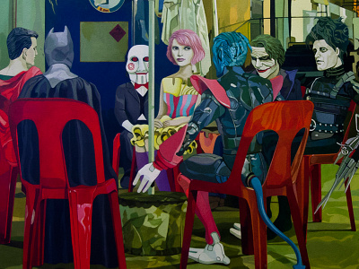 Daphnes Toys art batman chairs chinatown edward scissorhands figurines fine art graphic heroes illustrative joker marvel comics musical night crawler oil painting painting singapore superman toys