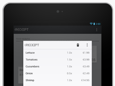 Receipt android list receipt shopping