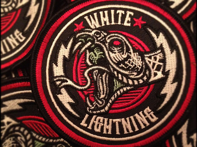 White Lightning - Custom Embroidered Patch art bootlegger branding castle derrick derrick castle design embroidery graphic design illustration lightning moonshine nashville patch snake white lightning