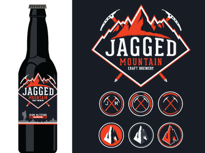 Jagged Mountain Craft Brewery branding identity illustration logo development