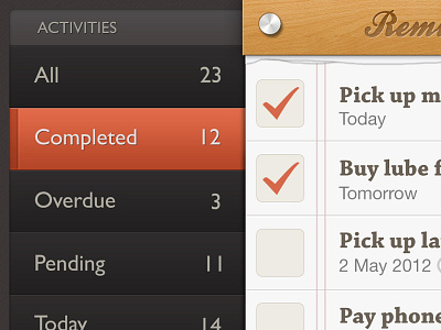 To-Do App app interface ios iphone ui wood