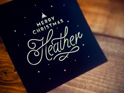 Christmas Card black card christmas custom design dots greeting heather holidays print script snow texture type vintage winter wood