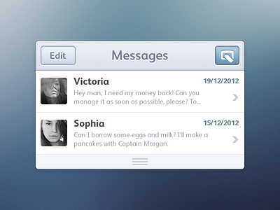 Messages Widget anywhere blue list messages new message widget