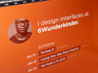 I design interfaces at 6Wunderkinder blog circle home orange portfolio posts rounded ui website