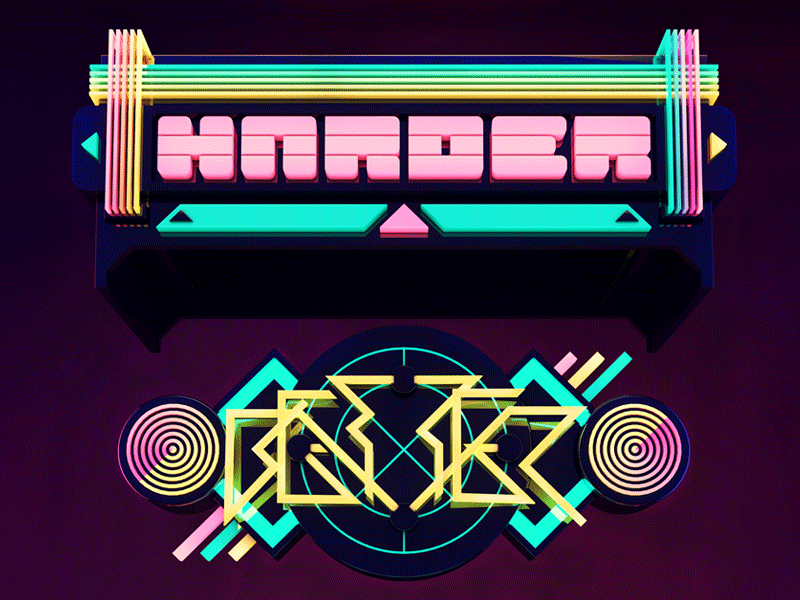 Harder Better Faster Stronger 3d daft punk music stronger typography