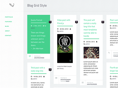 Secret template I'm working on blog clean design green grid lean responsive web design white