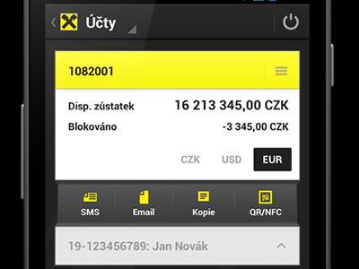 Raiffeisenbank android smartphone account android application bank smartphone yellow