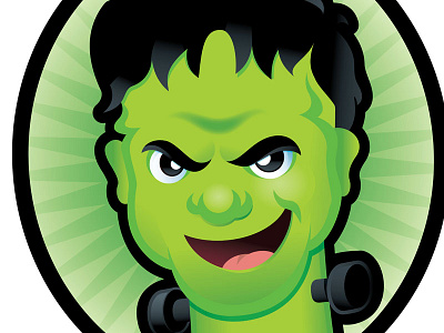 Frankenstein child gradient green illustration kid monster terror