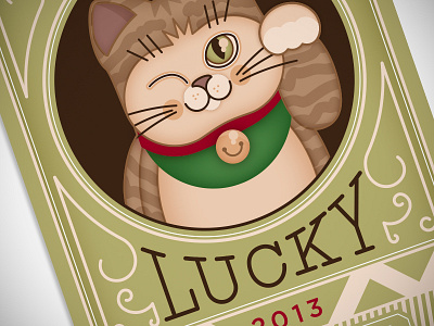 Lucky 2013 card cat luck new year tabby